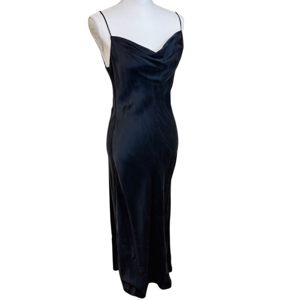 Victoria's Secret 100% Silk black Maxi slip dress cowl neckline Large - Picture 6 of 9